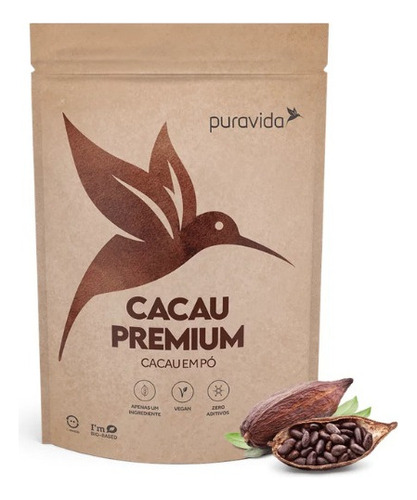 Cacau Premium Puravida, Cacau Em Pó Vegano, 250g