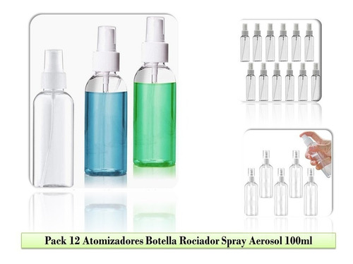 Pack 12 Atomizadores Botella Rociador Spray Aerosol 100ml