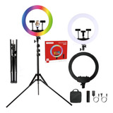 Ring Light Iluminador Rgb Led 46cm Tripé 2m Com 3 Suportes