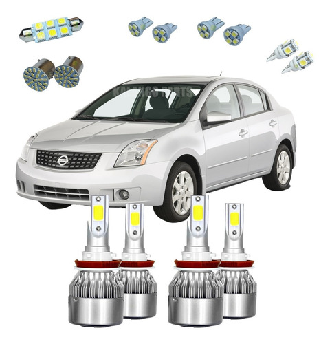 Kit Nissan Sentra Farol Alto Baixo Milha 6000k + Leds Novo