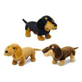 Justqunseen Juego De 3 Peluches De Perro Salchicha De 9.8 P.