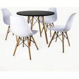 Conjunto Mesa Eiffel 90cm + 4 Cadeiras Eames Design Moderno Cor Da Tampa Branco