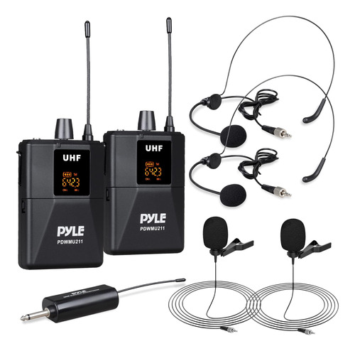 Micrófono Inalámbrico Marca Pyle, Dual /auriculares /negro