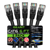 Paquete De 5 Cables Gearit Ethernet Cat6 Snagless Patch 6 Pi