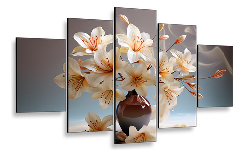 Kit 5 Quadros Decorativos Flores Grande Sala Quarto Casal