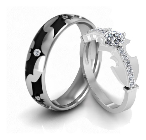 Anillos Batman Plata .925 Amor Pareja Compromiso Boda 