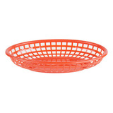 Juego 12 Canastillas Ovaladas 23x13.75 Cm Plastico Rojo