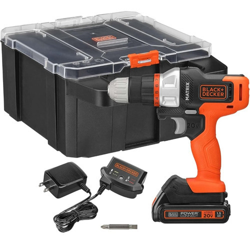 Kit Taladro Black&decker Matrix 20v Con Estuche Bdcdmt120cst Color Negro/naranja