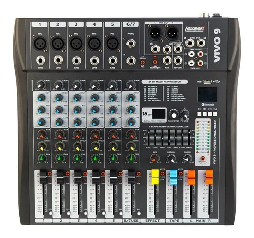 Consola Mixer Lexsen Vivo 9 Usb Bluetooth Usb Profesional