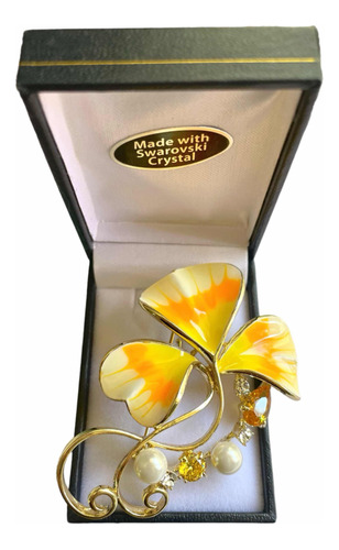 Prendedor Swarovski Crystals Yellow Flower Deluxe