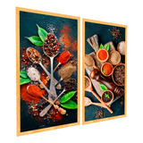 Quadros Cozinha Gourmet Temperos Especiarias Moldura 40x20 