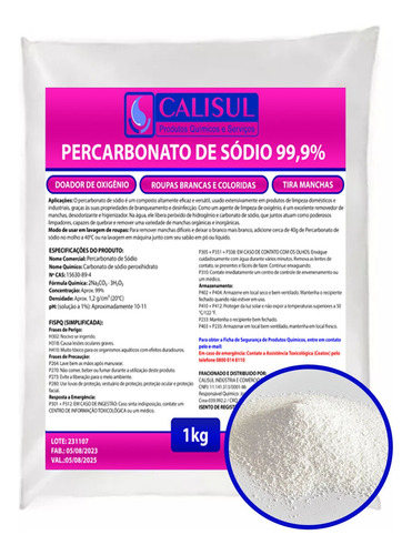 Percarbonato De Sódio 99,9% - Tira Manchas Premium - 1kg