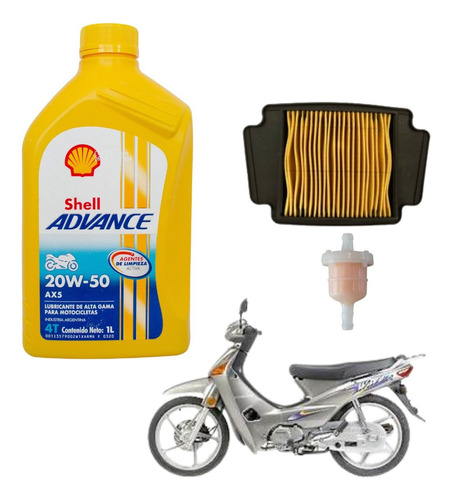 Kit Service Honda Wave Nf100 Filtro Aire + Aceite Shell  Ax5