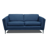 Love Seat De Piel Genuina Viggo - Confortopiel Color Azul