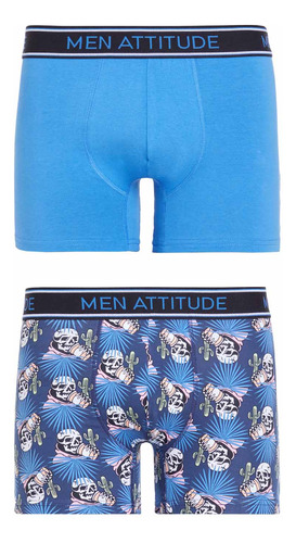 Boxer Hombre Bipack Liso Print Azul Fashion's Park 223