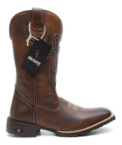 Bota Botina Texana Country Masculina 100% Em Couro Legítimo 