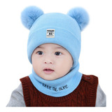 Gorro Con Pompones + Cuello Para Bebe Invierno Hw-053