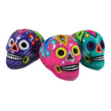 Calaveritas Mexicanas Barro Altar Ofrenda Dia Muertos, 3 Pzs