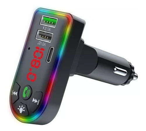 Transmisor Fm F7 Bluetooth 5.0 Auto Cargador Usb Multicolor