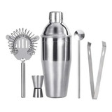 Set Bartender Coctelería 5 Piezas Acero Inoxidable Coctelera