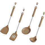 Set 4 Utensilios Cocina Punta Silicona Cat Kawai C Colgante