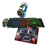 Combo Gamer 4 En 1 Teclado Rgb Mouse Audifonos Mouse Pad 