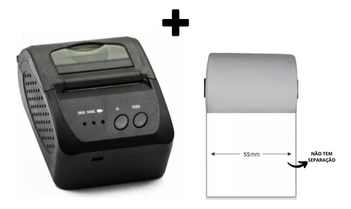 Mini Impressora Bluetooth + 1 Rolo Etiqueta Adesiva Continua