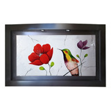 Cuadro Decorativo Colibrí Con Flor Roja Al Óleo Nf-106