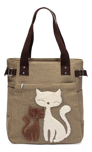 Bolso Bandolera De Lona Para Mujer Con Lindo Gato Pequeño