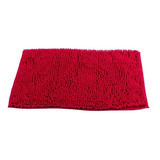 Alfombra De Baño Shaggy Microfibra Pelo Corto 40x60 Cm Rojo