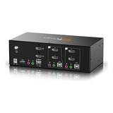 Switch Kvm Hdmi De 2 Monitores 2 Computadoras 4k@60hz, Usb