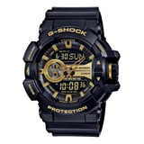 Reloj Pulsera Casio G-shock Ga-400gb De Cuerpo Color Negro, Analógico-digital, Fondo Negro, Con Correa De Resina Color Negro, Agujas Color Dorado Y Negro, Dial Dorado Y Amarillo Y Negro, Subesferas Co