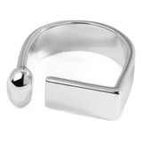 Anillo Diseño Minimalista Ajustable, Plata 925, Baño Oro 18k