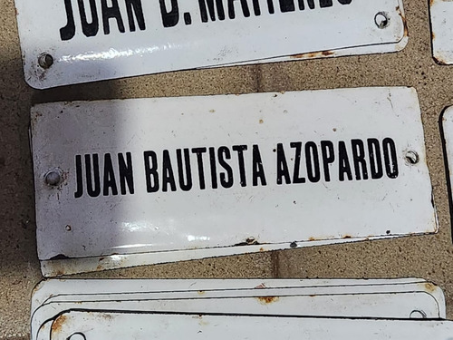 Cartel Antiguo Enlozado De Calle Juan Bautista Azopardo
