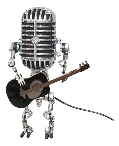 6z Vintage Micrófono Robot Lámpara De Mesa Escritorio Hogar