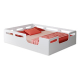 Mobigu Móveis Montessori Casal Cama Cor Branco Infantil Com Grades Laterais 100% Mdf