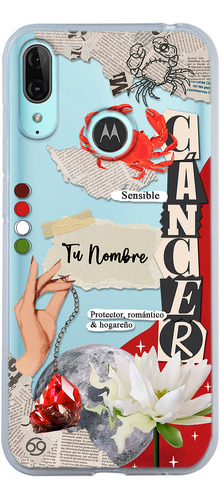 Funda Para Motorola Mujer Signo Zodiaco Cáncer Con Tu Nombre