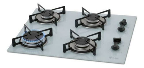 Fogão Cooktop Fischer 4q Gás Mesa Vidro Branco 1 De 3000w