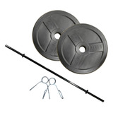 Kit Barra Maciza + 10kg: 2 Discos X 5kg Lisos Mr Gym