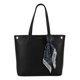 Bolsa Tote Para Dama - Nautica Acabado De Los Herrajes Metálico Color Negro Correa De Hombro Negro Diseño De La Tela Liso