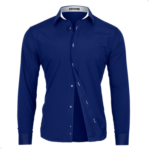 Camisa Social Masculina Slim Fit Luxo Tricoline Manga Longa