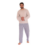 Pijama Listrado Longo Masculino Malha 