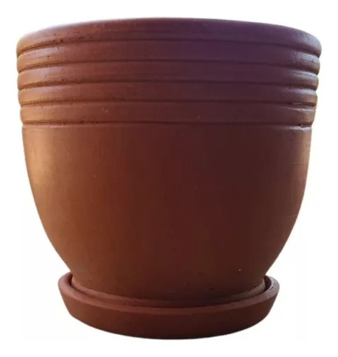 Conjunto Vaso De Barro Grande Com Prato Coletor Asteca Nº1