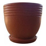 Conjunto Vaso De Barro Grande Com Prato Coletor Asteca Nº1