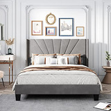 Cama Tapizada Gris Queen 