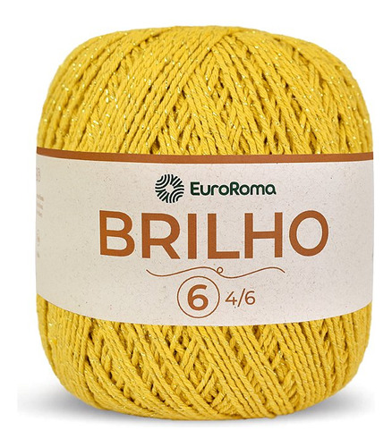 Barbante Brilho Dourado N°6 Euroroma - Cor Ouro | Crochê