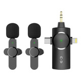 Micrófono Inalambrico Solapa - 2 Mic - Receptor 3 En 1