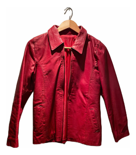 Campera Cuero Vacuno Roja