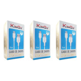 Kit 3 Cabos Usb-c Kingo Branco 1m 2.1a Para Redmi Note 9