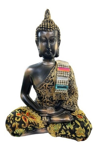 Estátua Imagem De Buda Com Tecido E Pedraria